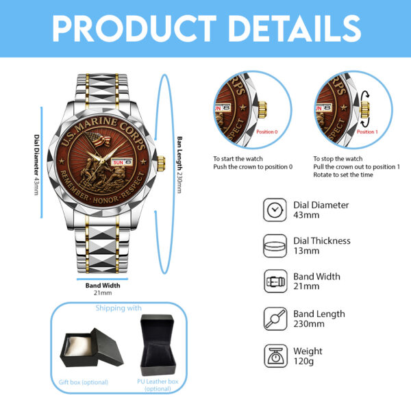 US Marine Corps Alloy Luxury Quartz Watch - TANTN 14954