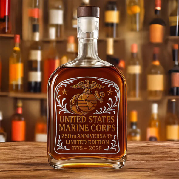 US Marine Corps 25oz Empty Whiskey Bottle - TANTN 15027