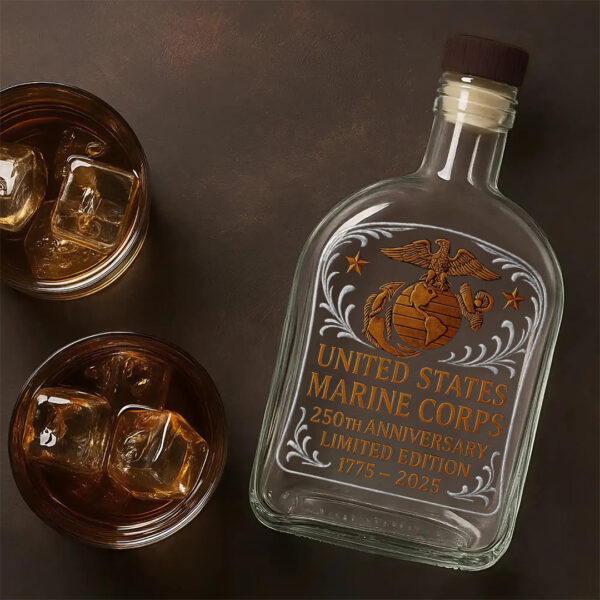 US Marine Corps 25oz Empty Whiskey Bottle - TANTN 15027