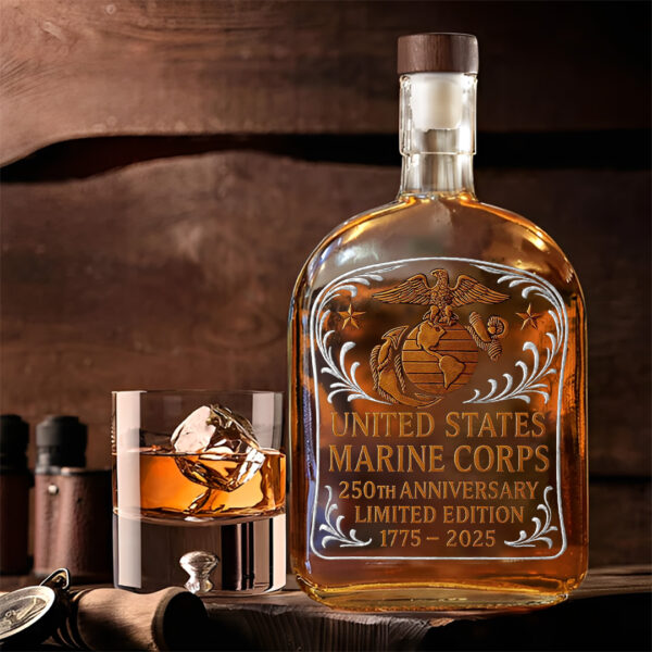 US Marine Corps 25oz Empty Whiskey Bottle - TANTN 15027