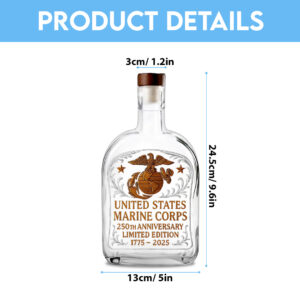 US Marine Corps 25oz Empty Whiskey Bottle - TANTN 15027