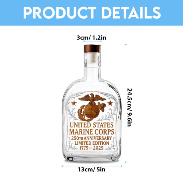 US Marine Corps 25oz Empty Whiskey Bottle - TANTN 15027