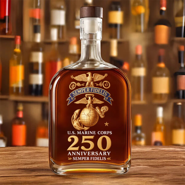 US Marine Corps 25oz Empty Whiskey Bottle - TANTN 15029