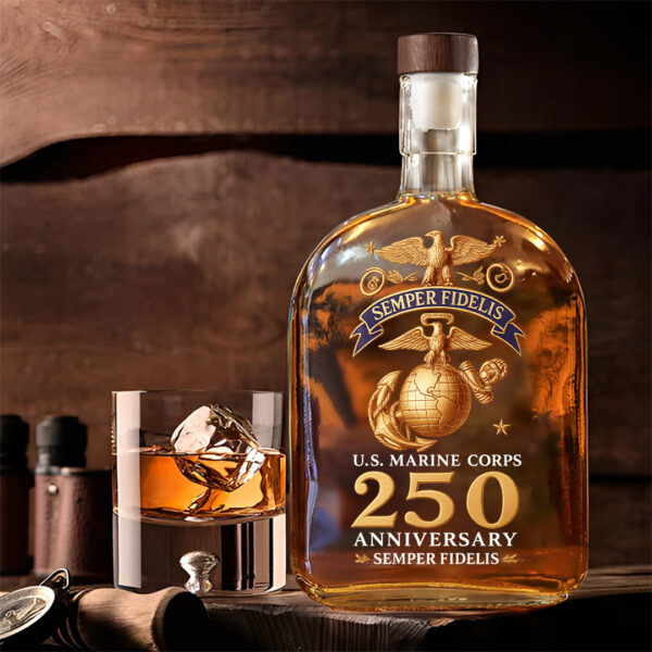 US Marine Corps 25oz Empty Whiskey Bottle - TANTN 15029