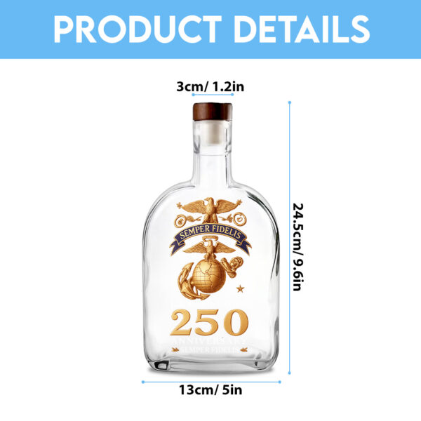 US Marine Corps 25oz Empty Whiskey Bottle - TANTN 15029