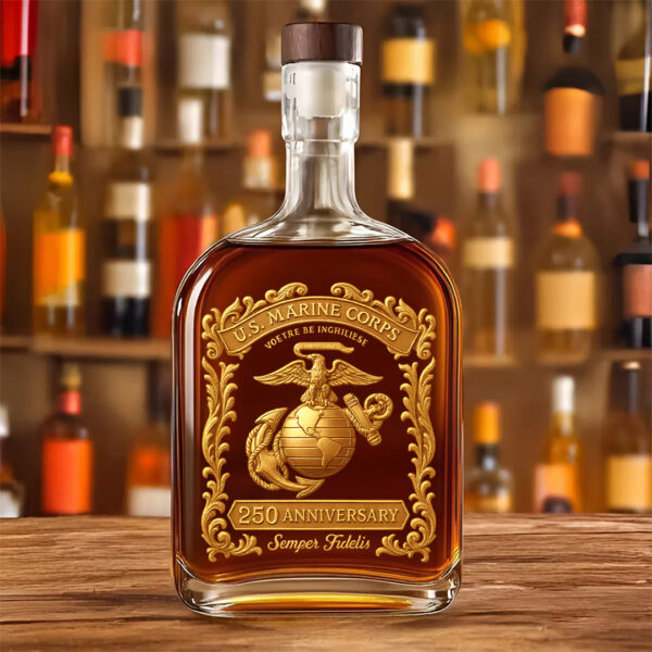 US Marine Corps 25oz Empty Whiskey Bottle - TANTN 15030