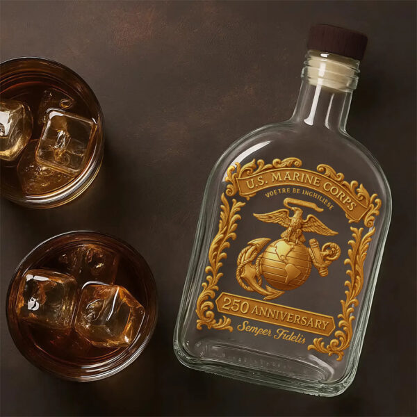 US Marine Corps 25oz Empty Whiskey Bottle - TANTN 15030