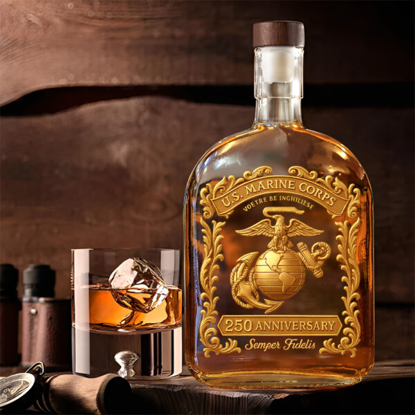 US Marine Corps 25oz Empty Whiskey Bottle - TANTN 15030