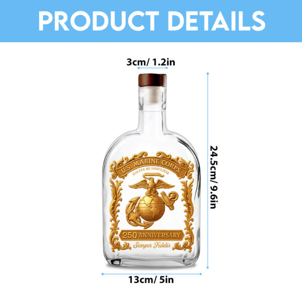 US Marine Corps 25oz Empty Whiskey Bottle - TANTN 15030