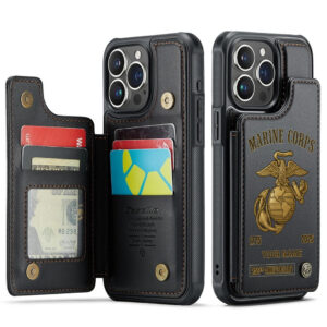 Personalized US Marine Corps Leather Wallet Phone Case - TANTN 15205