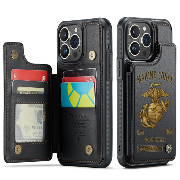 Personalized US Marine Corps Leather Wallet Phone Case - TANTN 15205