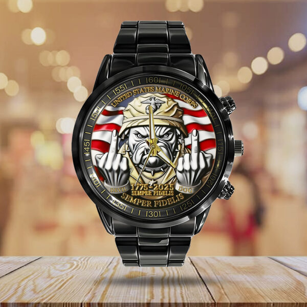 US Marine Corps Black Stainless Steel Watch - MAITM 12464