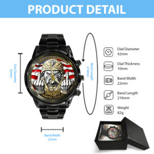 US Marine Corps Black Stainless Steel Watch - MAITM 12464