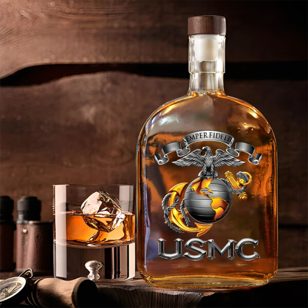 US Marine Corps 25oz Empty Whiskey Bottle - MAITM 12413