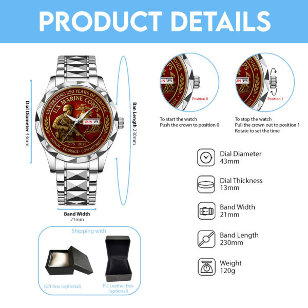 US Marine Corps Alloy Luxury Quartz Watch - MAITM 12531