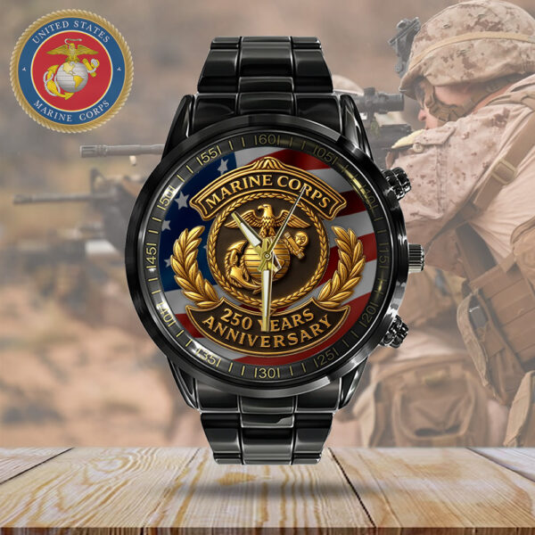 US Marine Corps Black Stainless Steel Watch - TMTHU 238