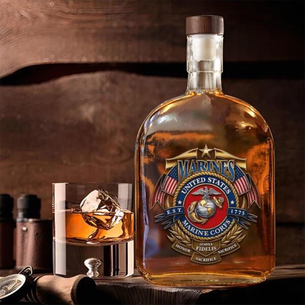 US Marine Corps 25oz Empty Whiskey Bottle - TMTHU 208