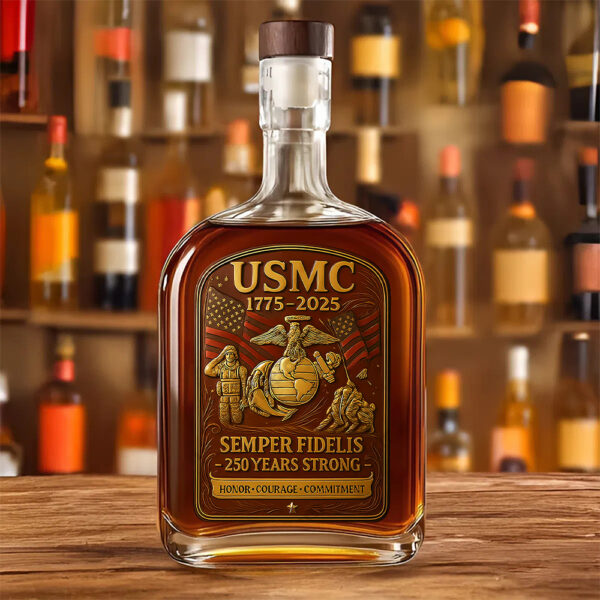 US Marine Corps 25oz Empty Whiskey Bottle - TANTN 15028