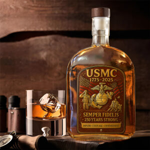 US Marine Corps 25oz Empty Whiskey Bottle - TANTN 15028