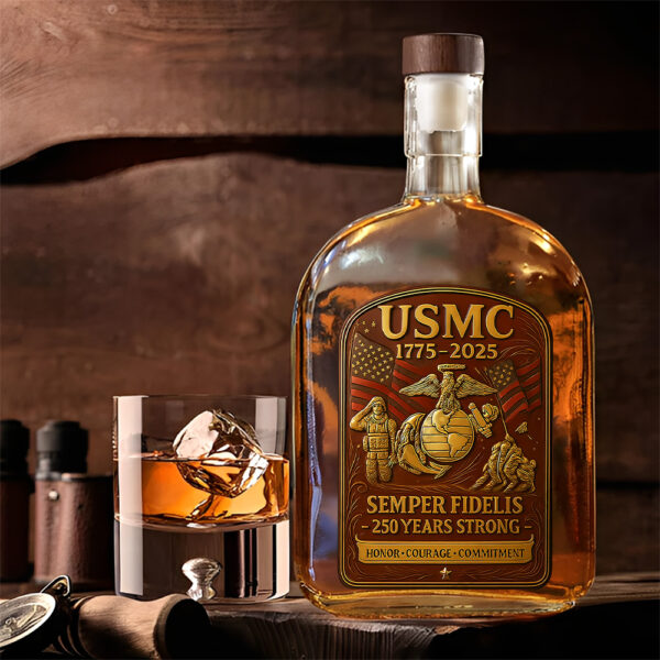 US Marine Corps 25oz Empty Whiskey Bottle - TANTN 15028