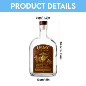 US Marine Corps 25oz Empty Whiskey Bottle - TANTN 15028